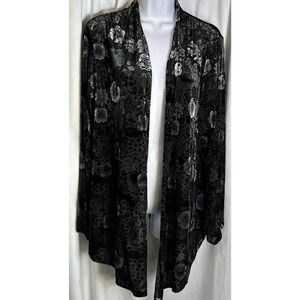 ZOA New York Velvet Floral Lazer Cut Kimono Style Tunic Holiday Xmas New Years